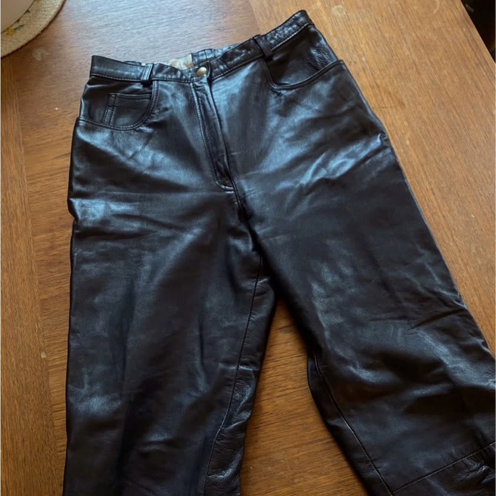 Vintage sexy black leather pants